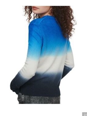 Maje Blue Ombre Crewneck Sweater with Embroidered Motif